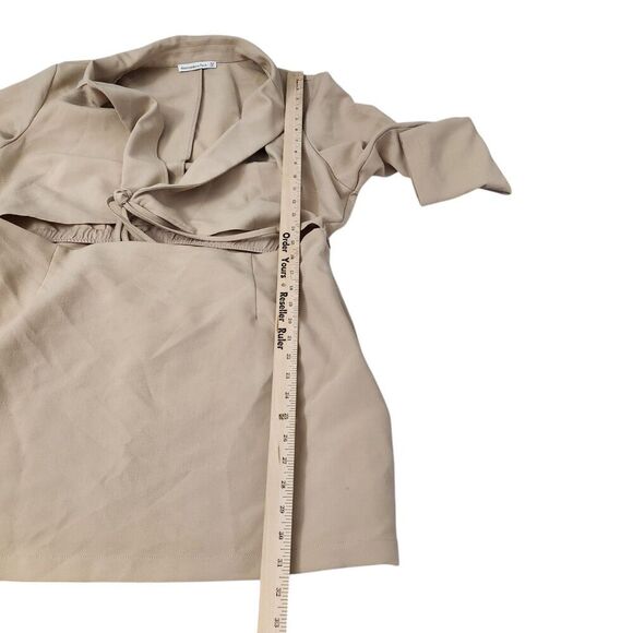 Abercrombie & Fitch Blazer Dress XL Petite XLP Tan Wrap-Front Cutout Long Sleeve - Picture 11 of 11